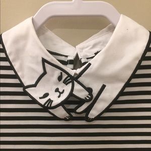 Cat Collar Striped Shirt